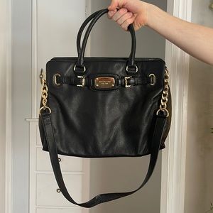 Michael Kors Black Leather Deep Purse with gold detailing